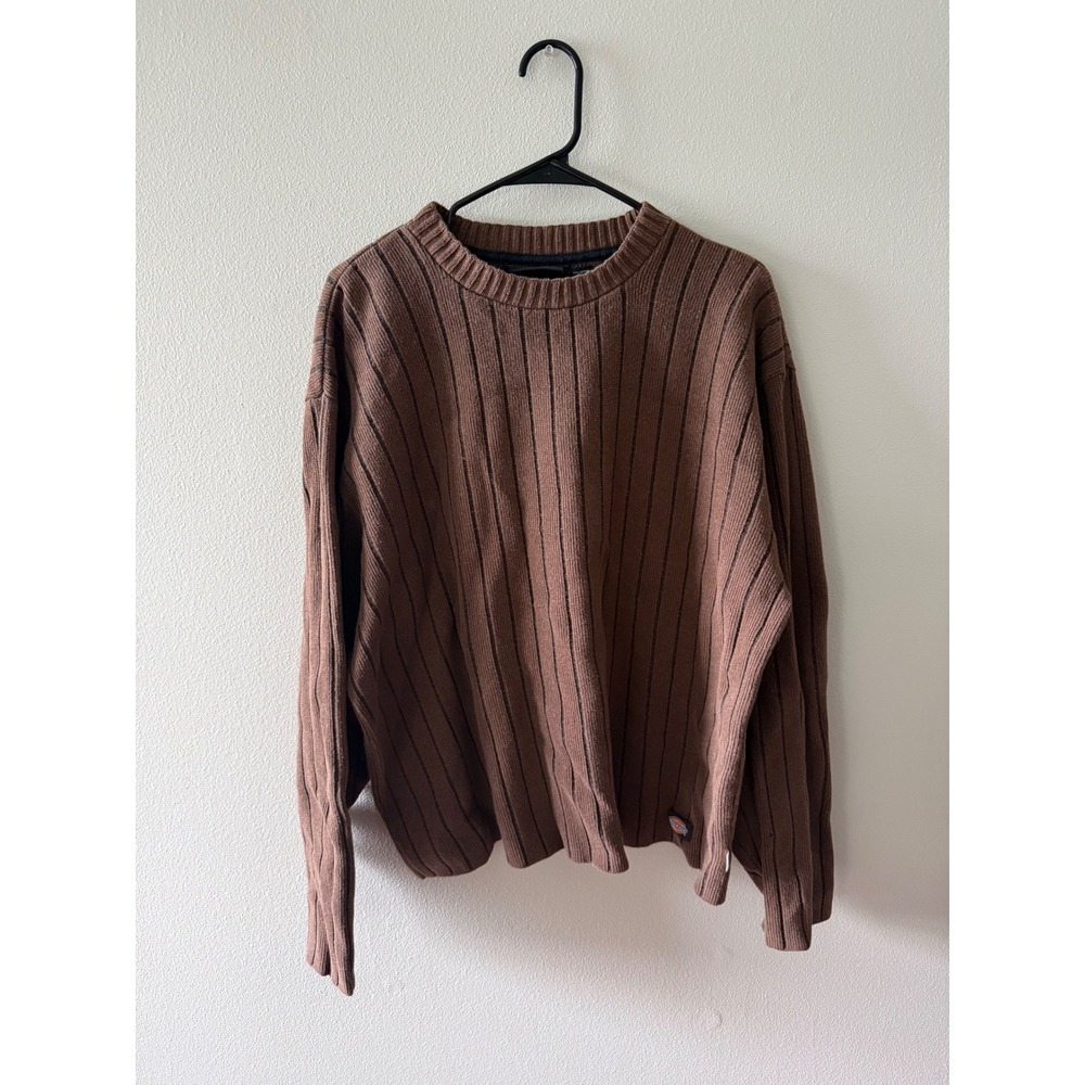 Dickies brown ribbed mens crewneck pullover sweater cotton blend size XL